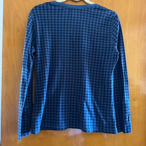 Chaps Checkered Black and Blue Top - Picture 4 of 5